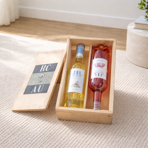 Weingeschenk „Rigau Ros“ – Blanco & Rosado in edler Holzkiste